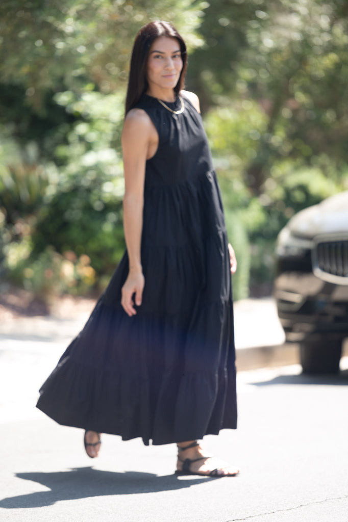 sarah ruched maxi dress in black Sarah Chiffon Maxi Dress - Black