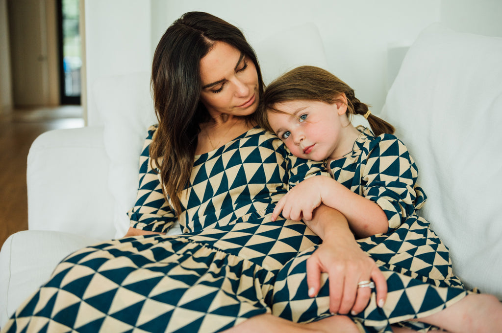 Lala dress in the blue square print – roma