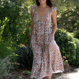 TASHA DRESS IN THE BACKYARD PRINT