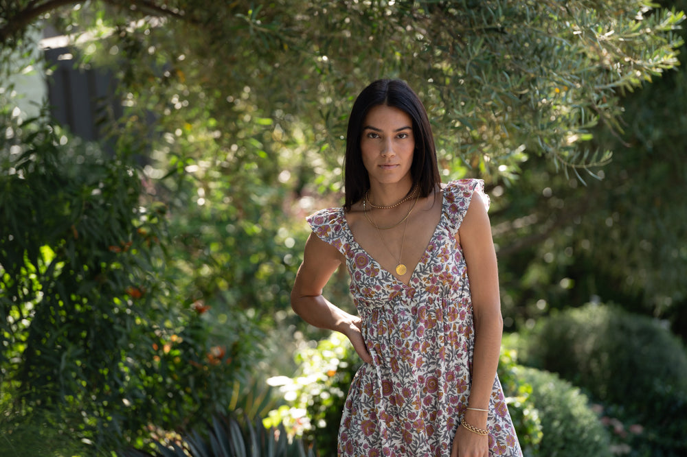 TASHA DRESS IN THE BACKYARD PRINT