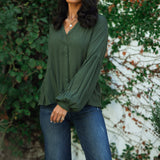 CATHERINE TOP IN ARMY GREEN