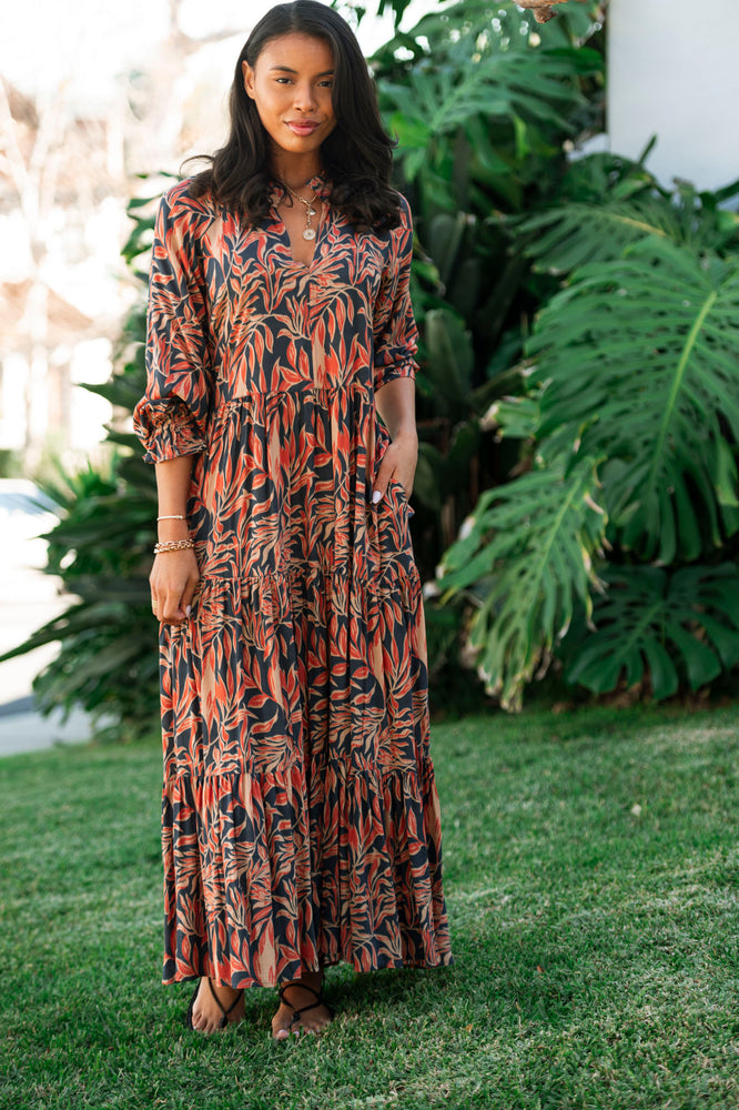 SIENNA MAXI IN THE FALL LEAVES PRINT