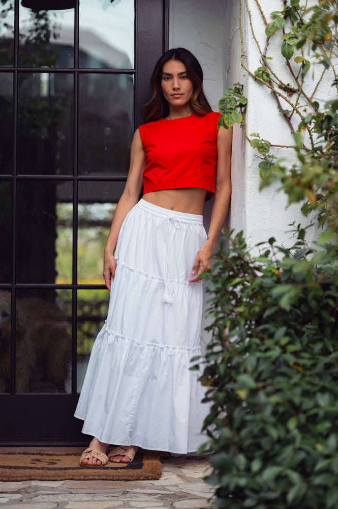 LILA SKIRT IN WHITE POPLIN – roma
