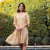 Sienna Dress Midi - yellow print