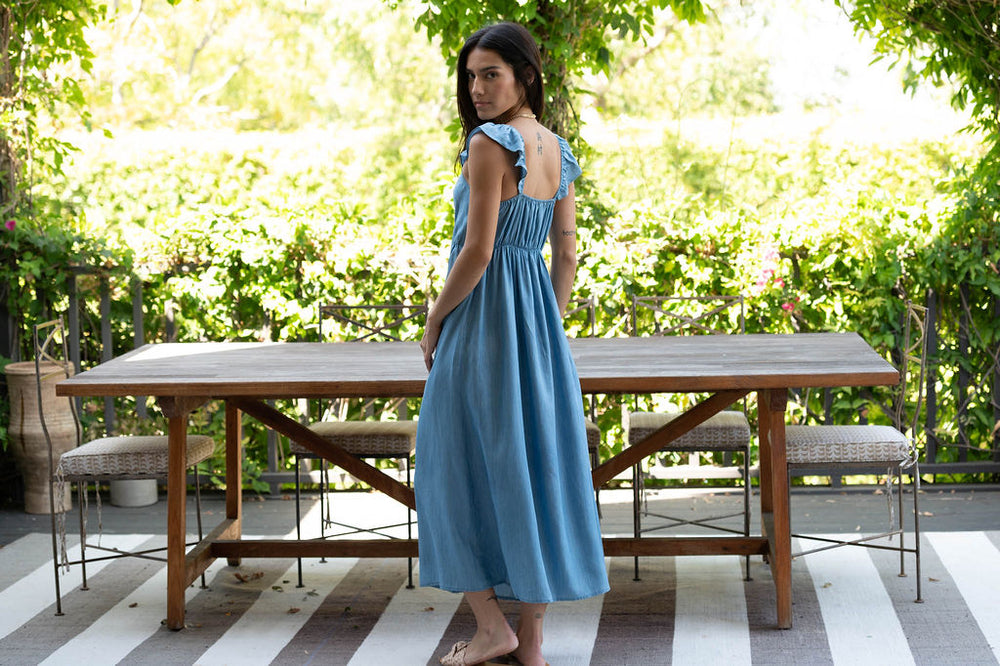 TASHA DRESS IN CHAMBRAY