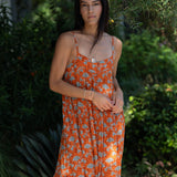 RIO DRESS IN BURNT FLOWERS