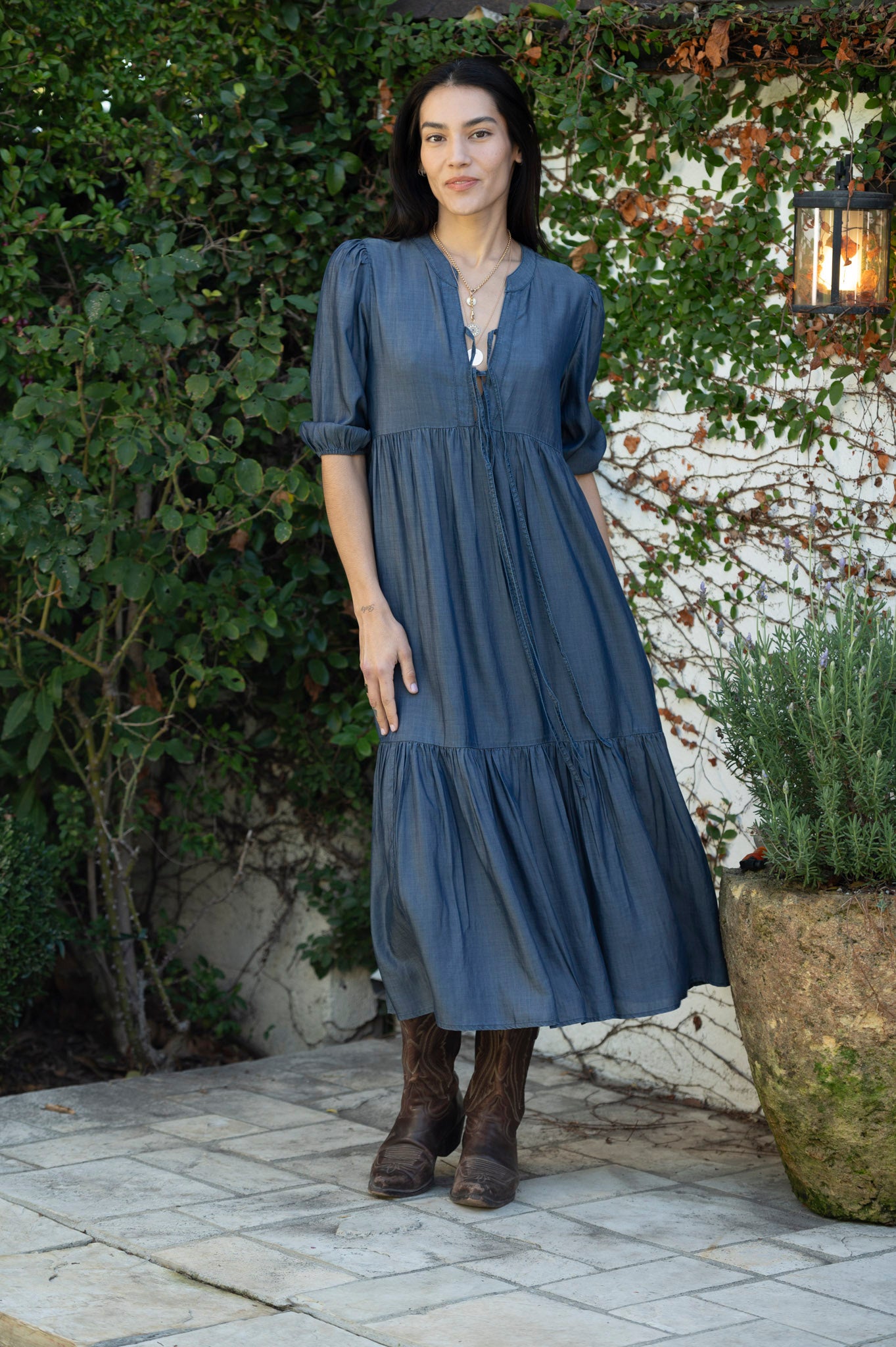 LULU DRESS MIDI IN ROYAL DENIM S / ROYAL DENIM LULU DRESS MIDI IN ROYAL DENIM S / ROYAL DENIM