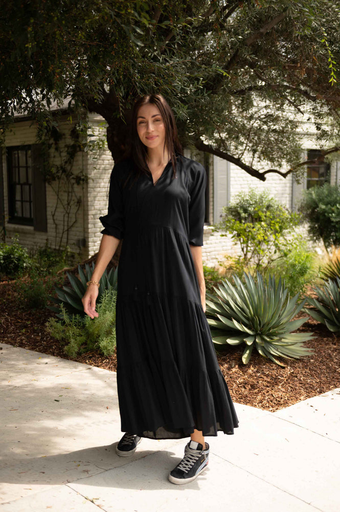 Solid black maxi dress Clearance