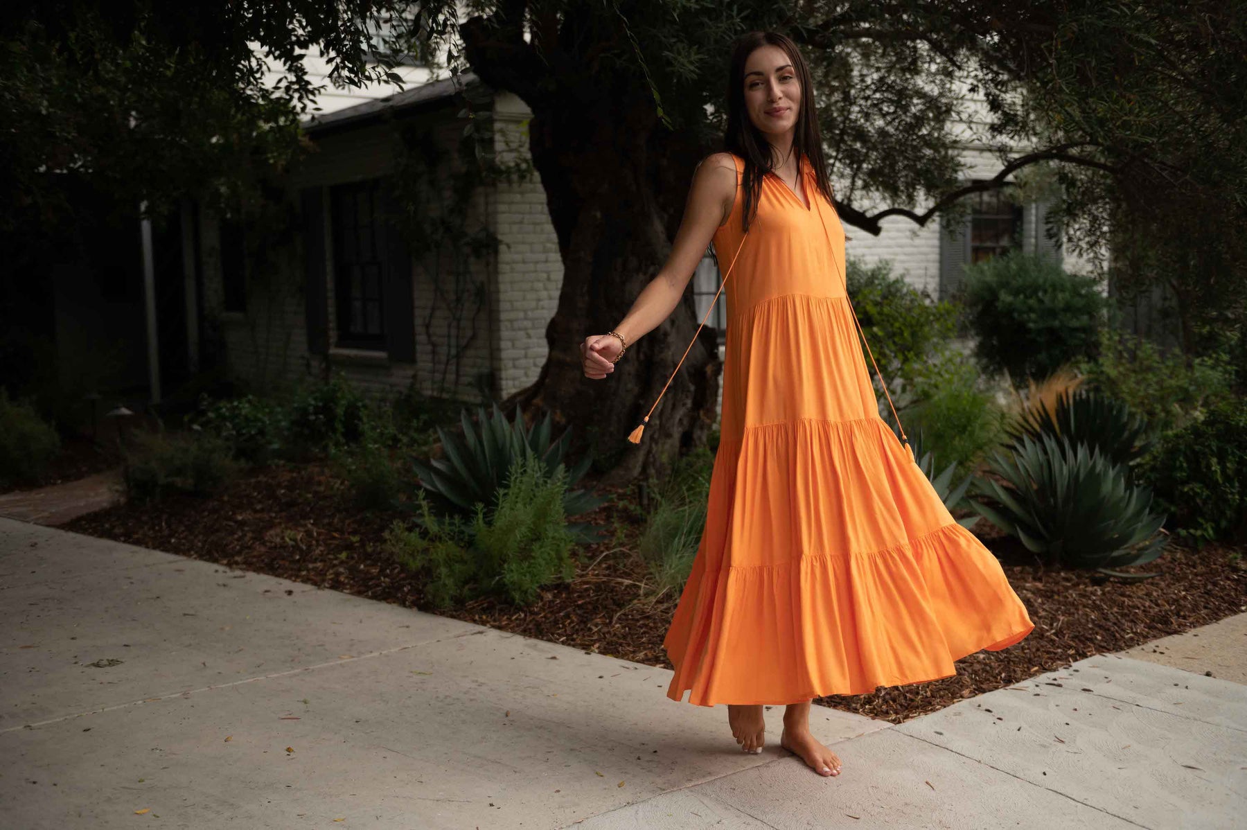 women's orange maxi dress ME+EM Silk Maxi Dress