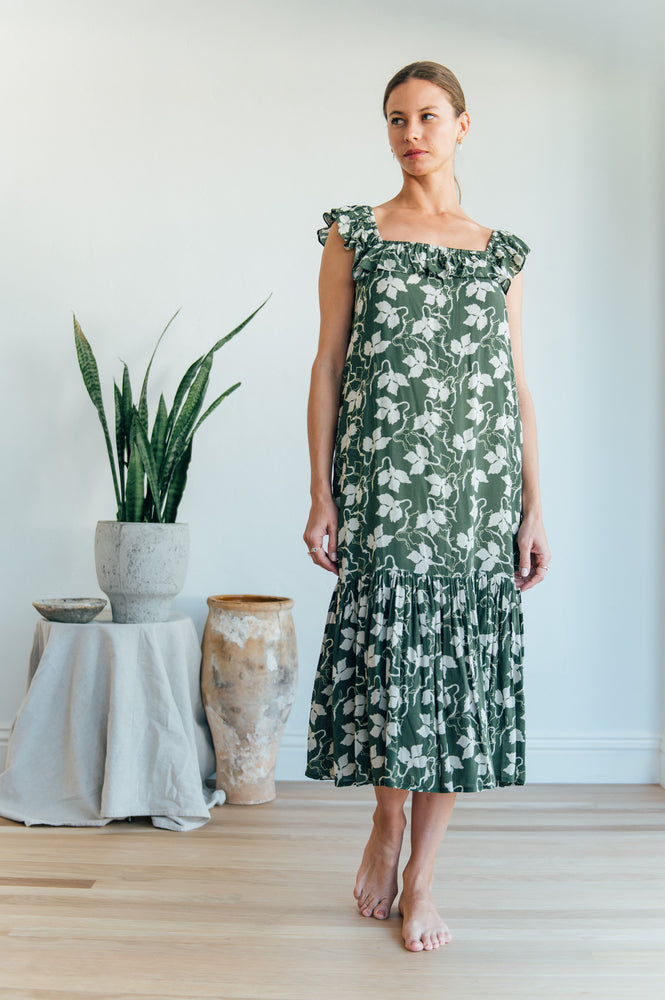 Parker dress in green painting