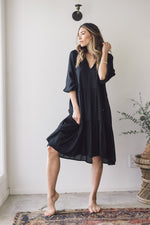 Sienna Dress Midi - Solid Black