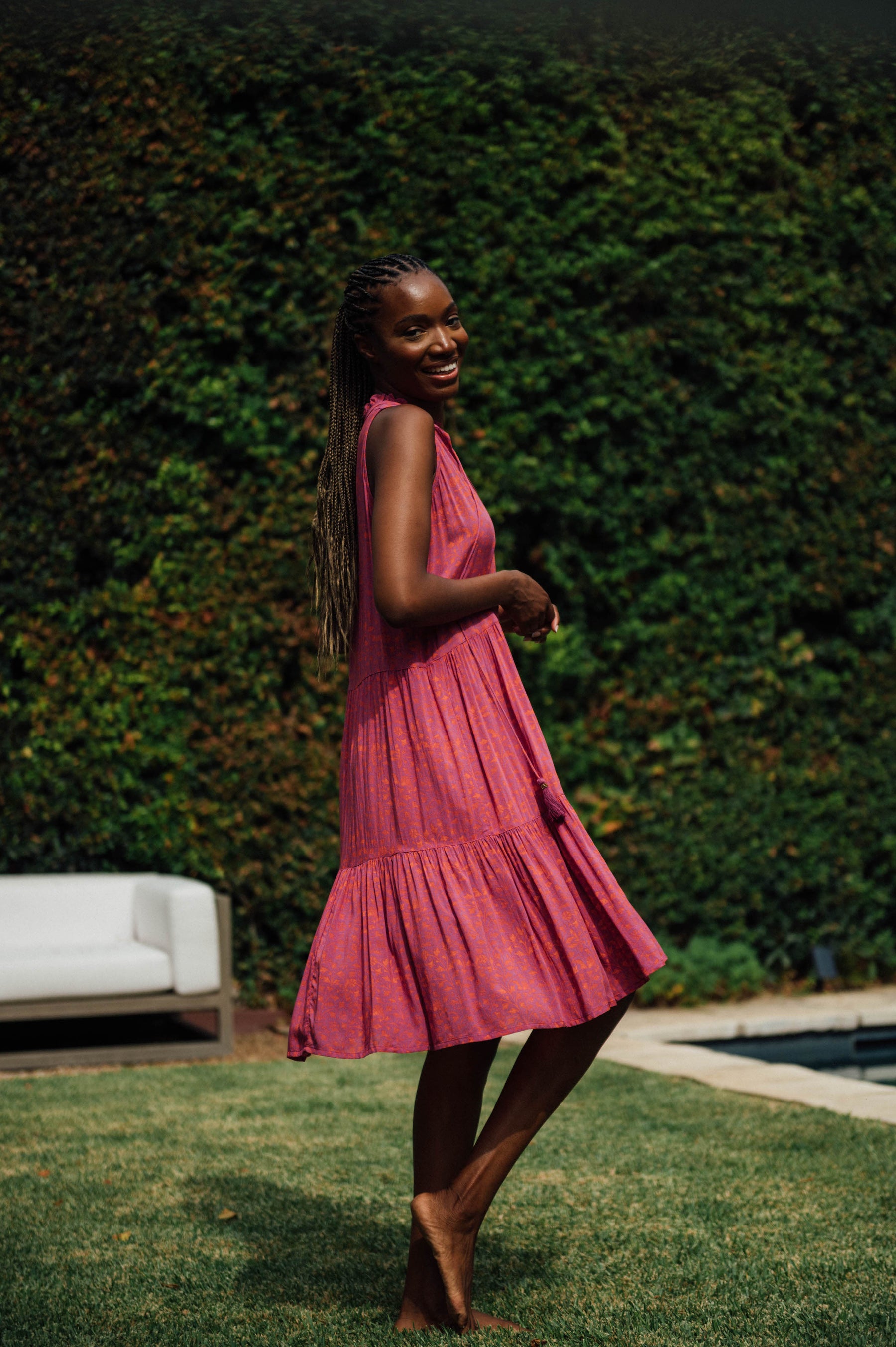 neon midi dress Ruffle Strap Midi Dress