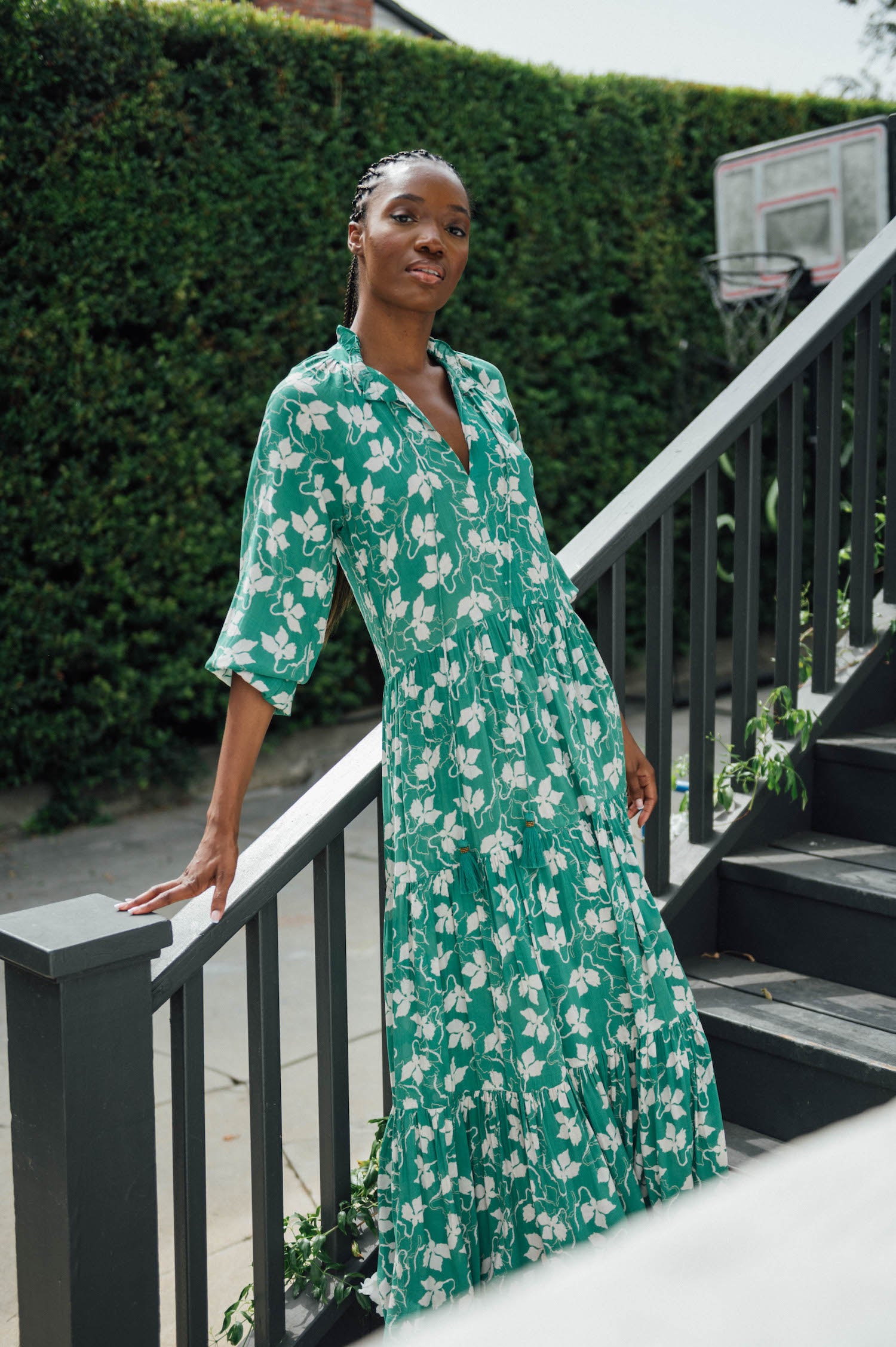 roma label | Women's Sienna Maxi Emerald (Green Flowers Print, Size XS) | Maisonette roma label | Women's Sienna Maxi Emerald (Green Flowers Print, Size XS) | Maisonette