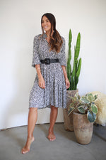 Sienna midi dress- black and white forest