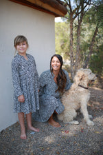 Sienna midi dress- black and white forest