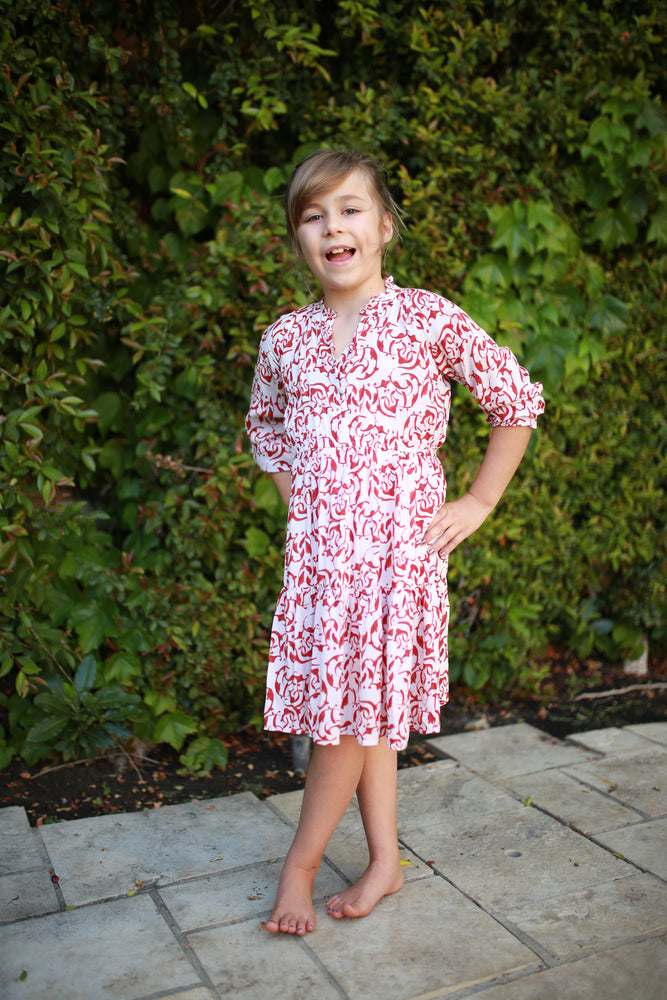KIDS Sienna Dress - red pattern