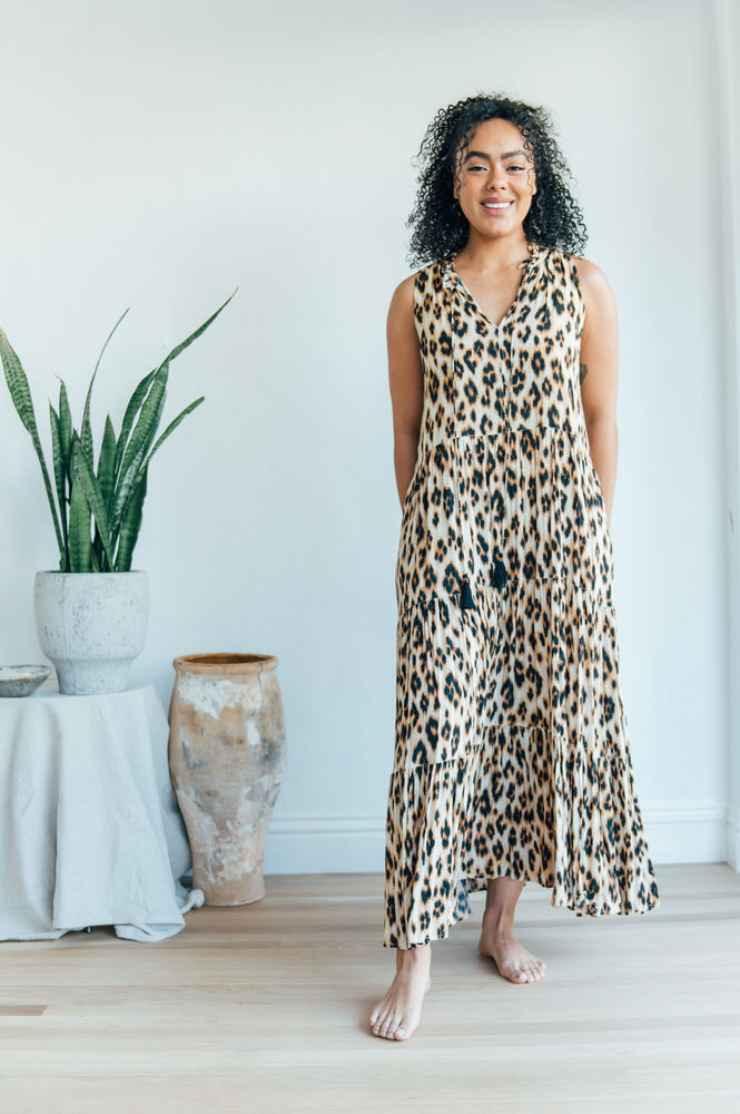 Sienna Maxi sleeveless   - leopard print