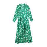 Sienna Dress maxi - EMERALD GREEN FLOWERS
