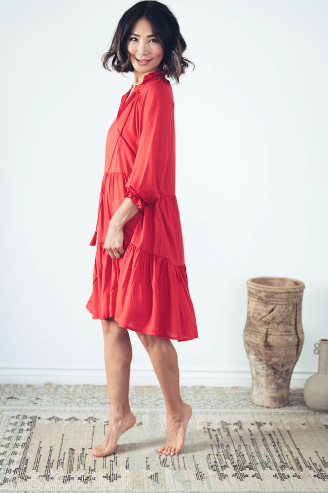 Sienna Dress Midi - red